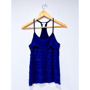 DESIGN HISTORY Indigo ruffle camisole | Feminine flowy layered | Small